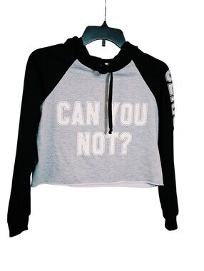 Rue 21 Junior Black Gray Medium Crop Hooded Sweatshirt
